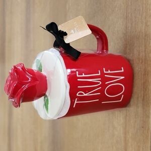Rae Dunn Disney Princess TRUE LOVE Mug w/ Rose Topper